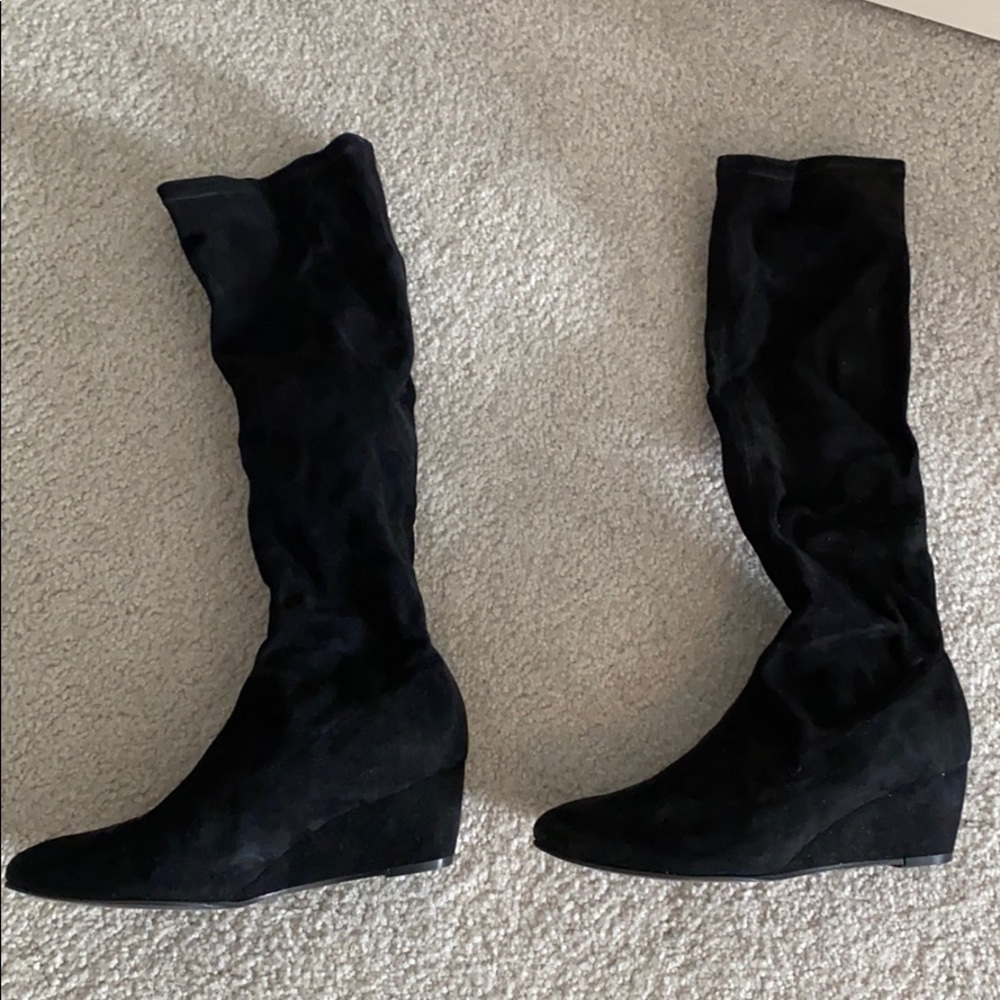 Women’s Black Suede Tall Boots Size 6.5 - Picture 2 of 7